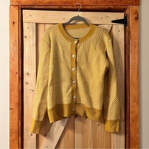Yellow Knit Button-Front Women's Cardigan Sweater